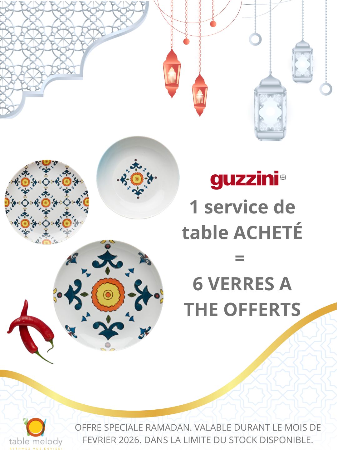 SERVICE DE TABLE SORRENTO ORANGE YELLOW GUZZINI - RAMADAN 2026