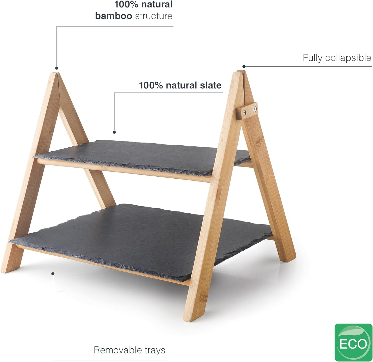 PRESENTOIR A 2 ETAGES EN ARDOISE ET BAMBOO- LACOR