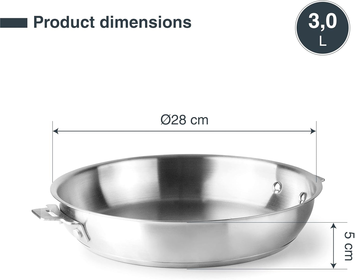 POELE COMBI EN INOX- MANCHE BLEU - 24 CM - LACOR