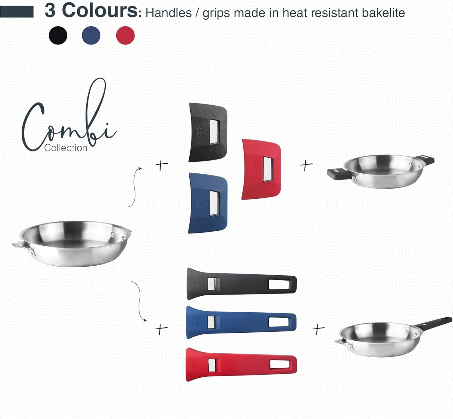 POELE COMBI EN INOX- MANCHE BLEU - 24 CM - LACOR
