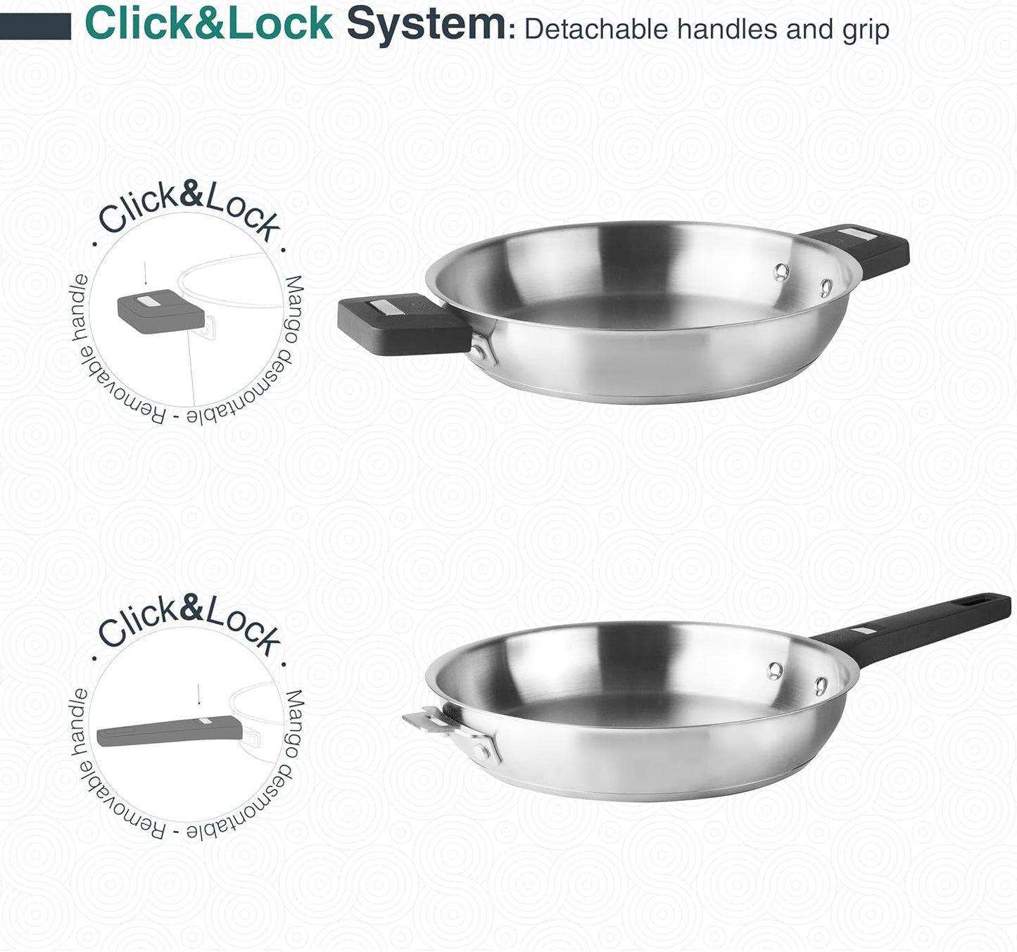 POELE COMBI EN INOX- MANCHE BLEU - 24 CM - LACOR