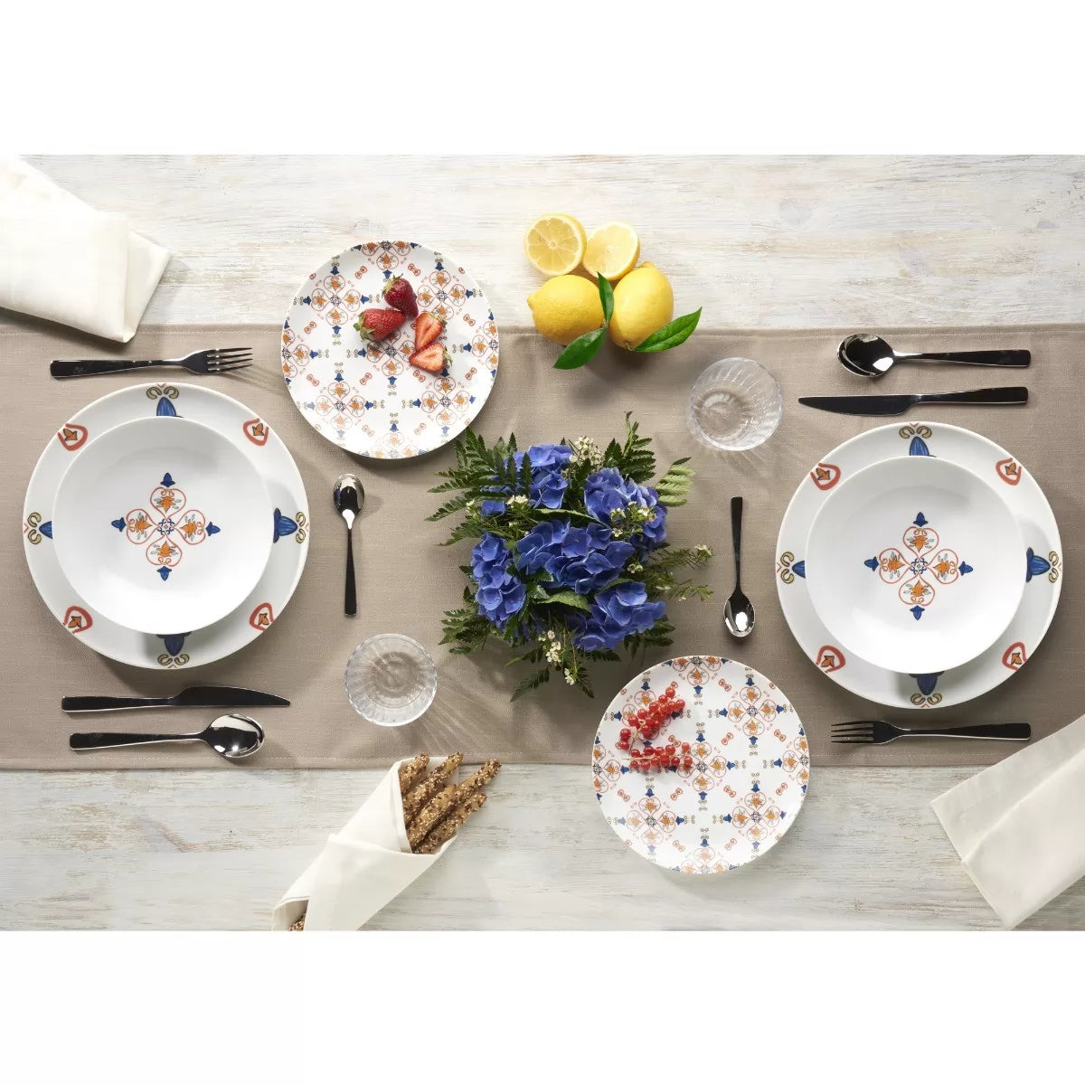 SERVICE DE TABLE SORRENTO- BLUE ORANGE- GUZZINI