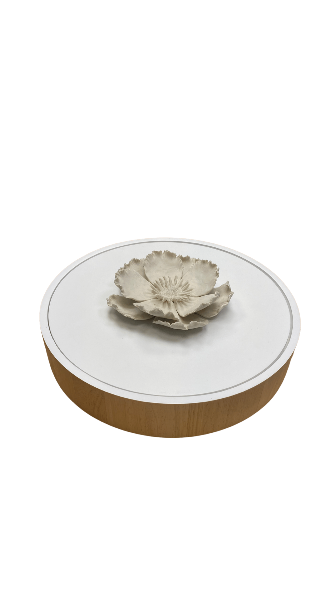Boite decorative en bois laqué blanc avec fleur en céramique 30 cm- ANOQ