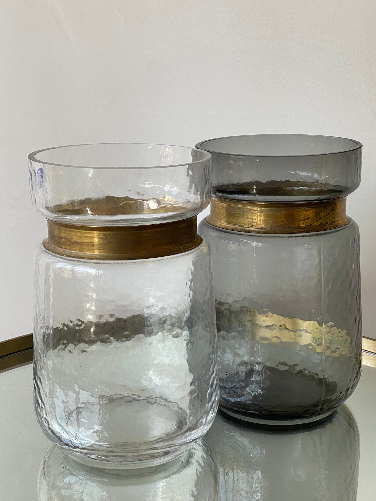 Vase Transparent & Gold- 20 cm