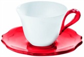 Coffret de 6 tasses et sous tasses à cafe Belle Epoque Blanc et rouge- GUZZINI