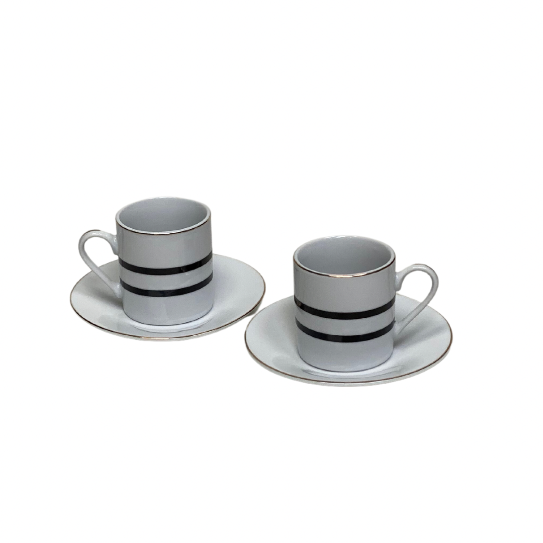 Coffret de 6 tasses à café- Rayures black and white