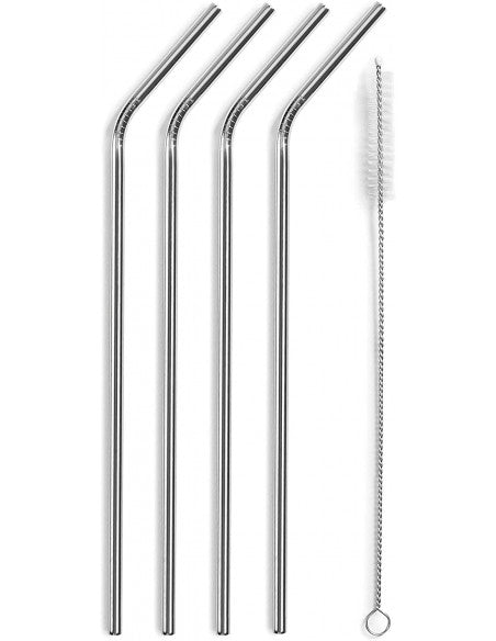Set de 4 pailles en inox avec leur brosse - LACOR