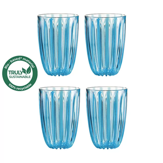 LOT DE 4 VERRES DOLCE VITA BLEUS - GUZZINI