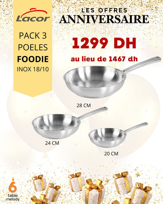 PACK 3 POELES FOODIE- LES OFFRES ANNIVERSAIRES 6 ANS