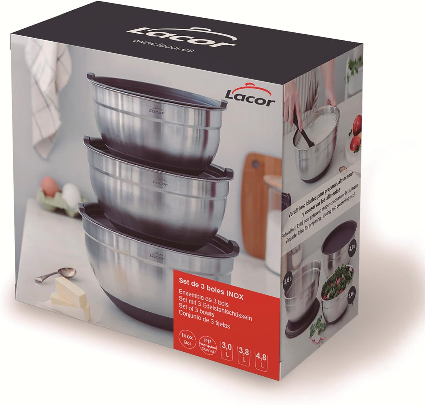 ENSEMBLE DE 3 BOLS INOX- LACOR