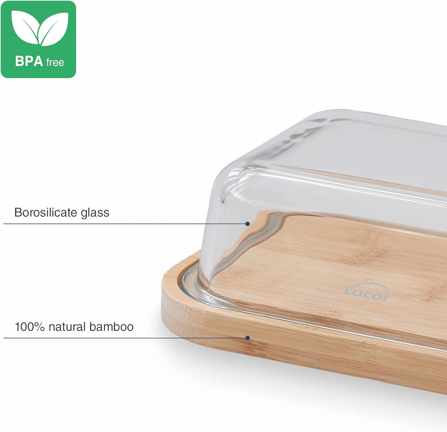 BEURRIER EN VERRE ET BAMBOO- LACOR