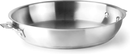 POELE COMBI EN INOX- MANCHE ROUGE - 28 CM - LACOR