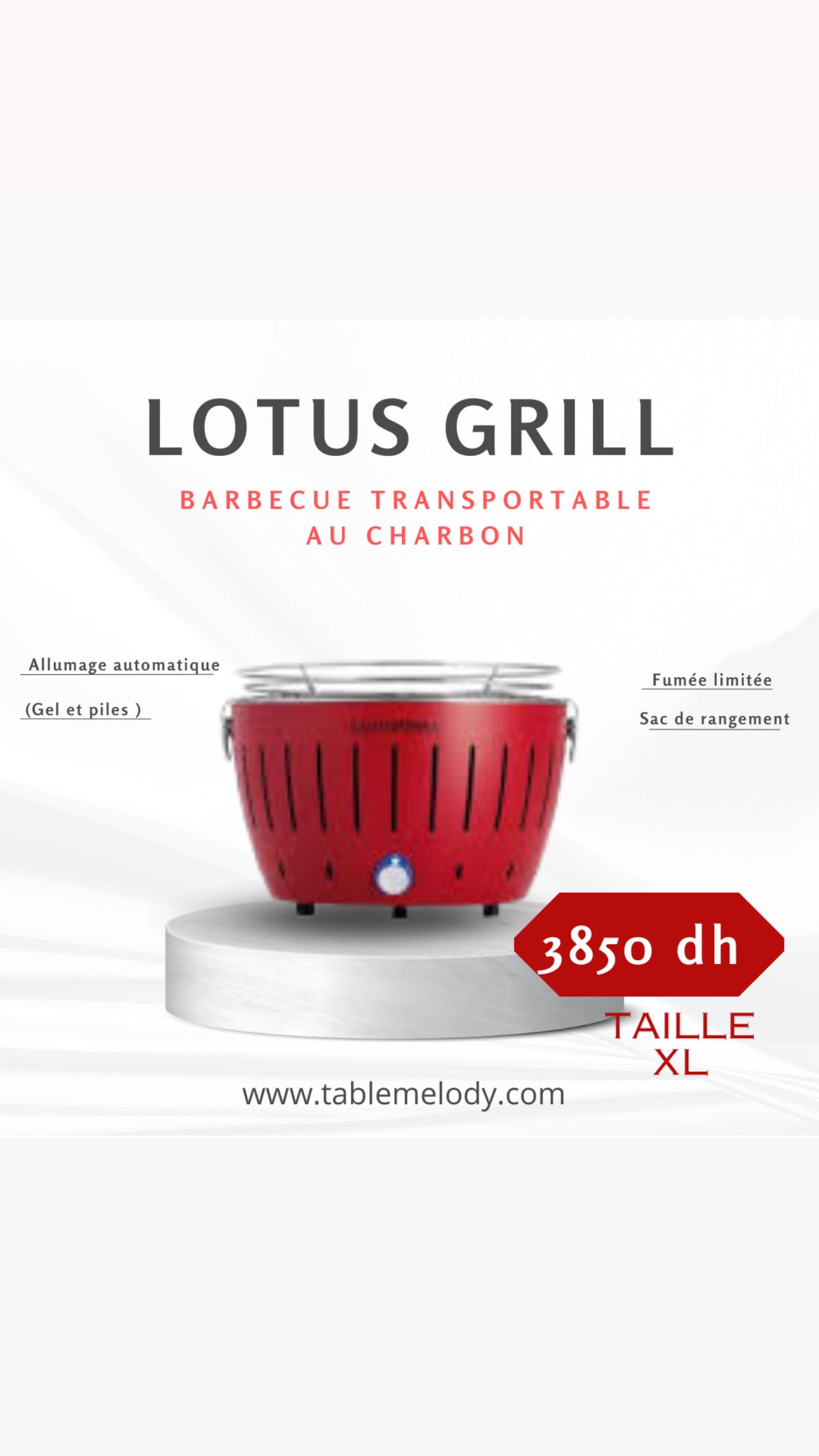 Barbecue transportable LOTUS GRILL- taille XL ROUGE