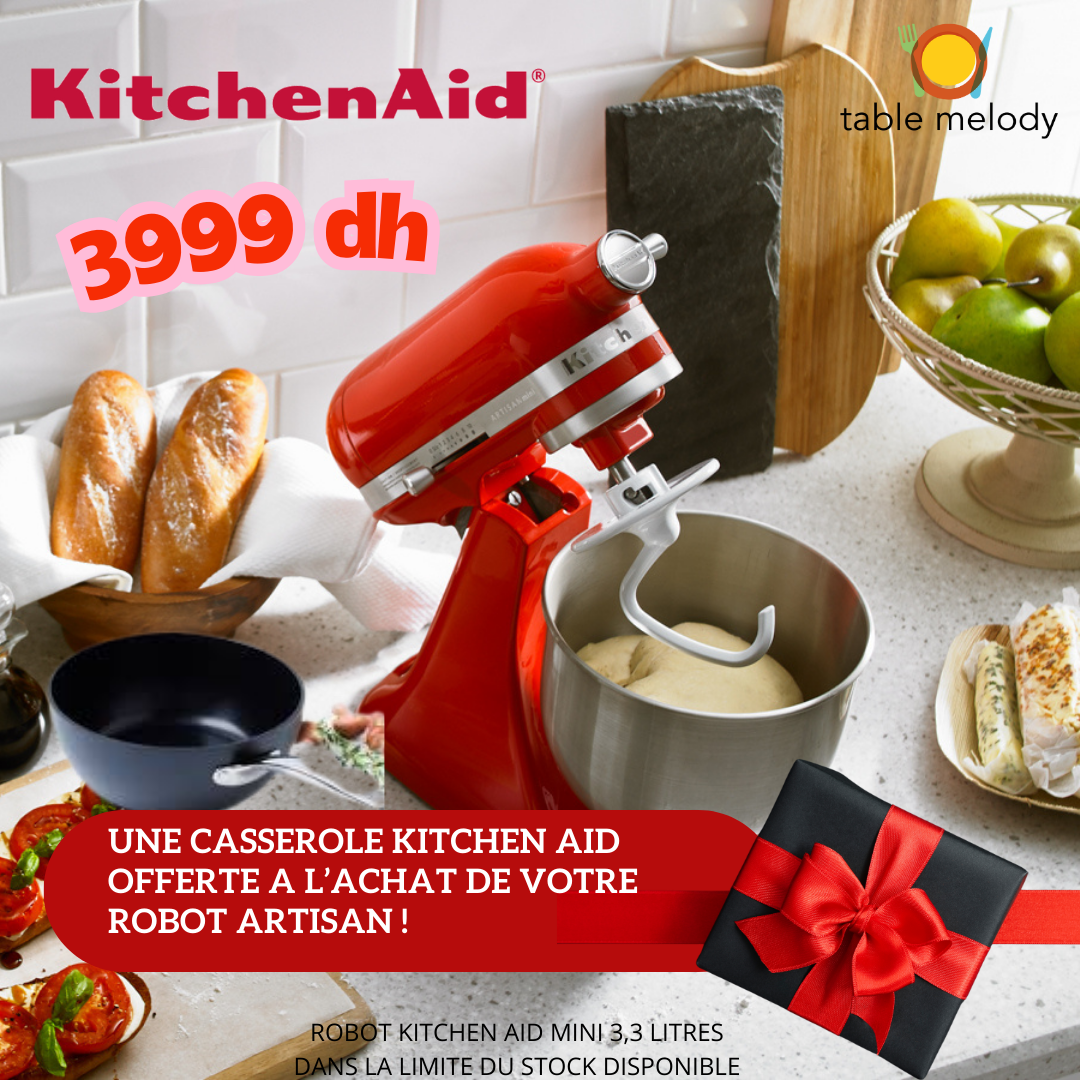 PROMO ROBOT KITCHEN AID MINI ROUGE 3,3 LITRES- CASSEROLE OFFERTE