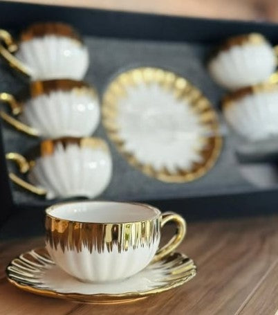 SET À CAFE WHITE AND GOLD- 6 PIECES