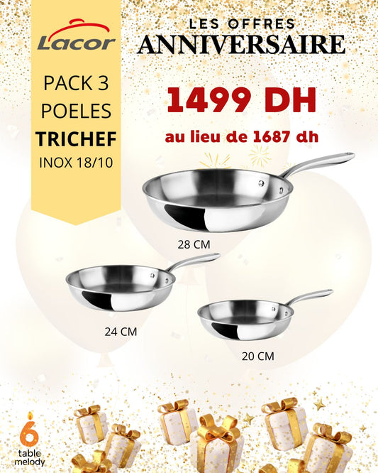 PACK 3 POELES TRICHEF- LES OFFRES ANNIVERSAIRES 6 ANS