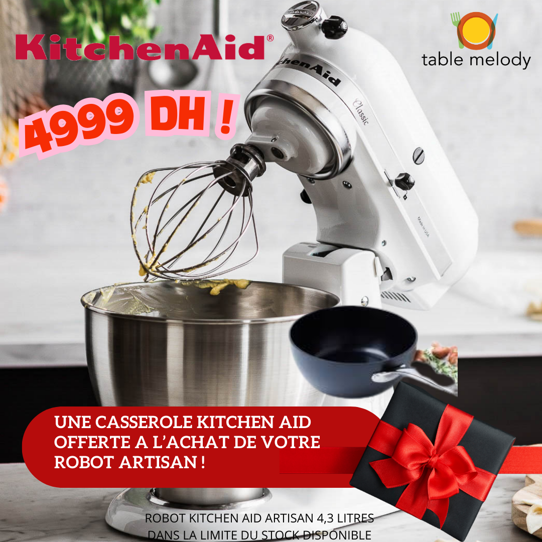 PROMO ROBOT KITCHEN AID BLANC 4,3 LITRES- CASSEROLE OFFERTE