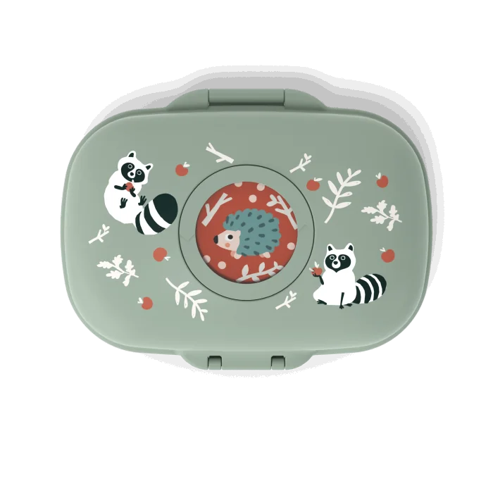 Monbento Boîte à goûter pour enfants sans BPA Gram – Vert Raccoon