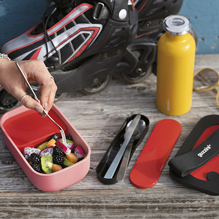 LUNCH BOX AVEC COUVERTS -ROSE, ROUGE ET NOIR- GUZZINI