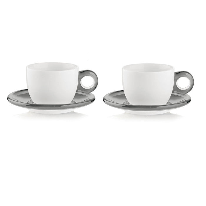 Set de 2 tasses à cappuccino avec sous-tasses GRIS - GUZZINI