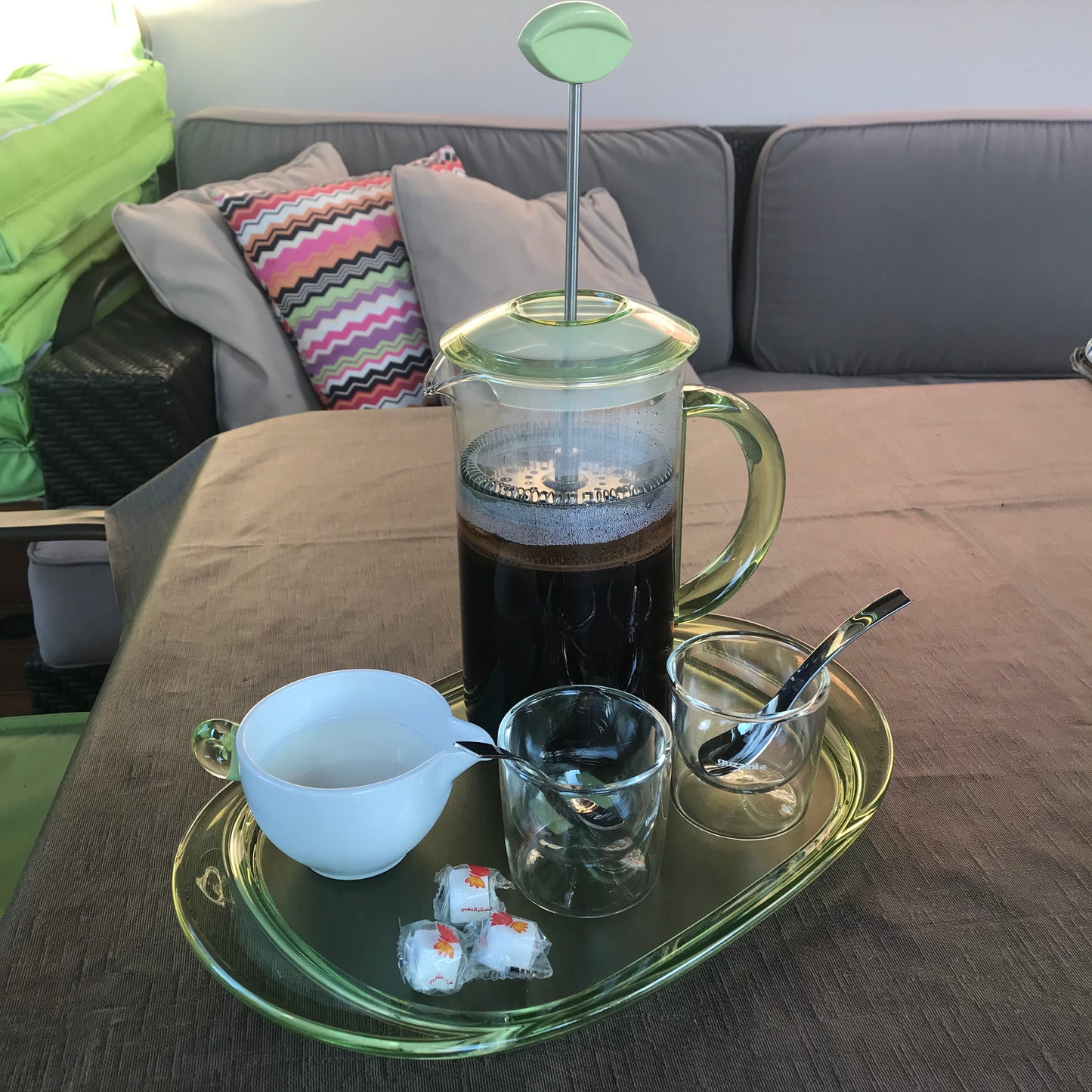 CAFETIERE A PISTON FEELING GUZZINI- VERT CLAIR