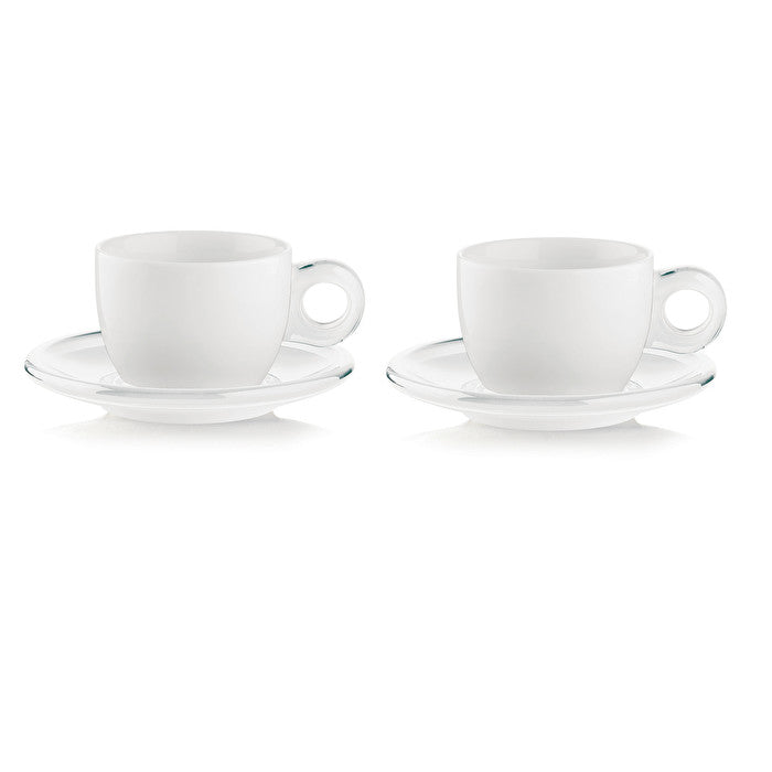 Set de 2 tasses à cappuccino avec sous-tasses BLANC - GUZZINI