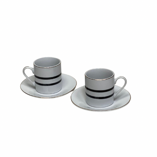 Coffret de 6 tasses à café- Rayures black and white