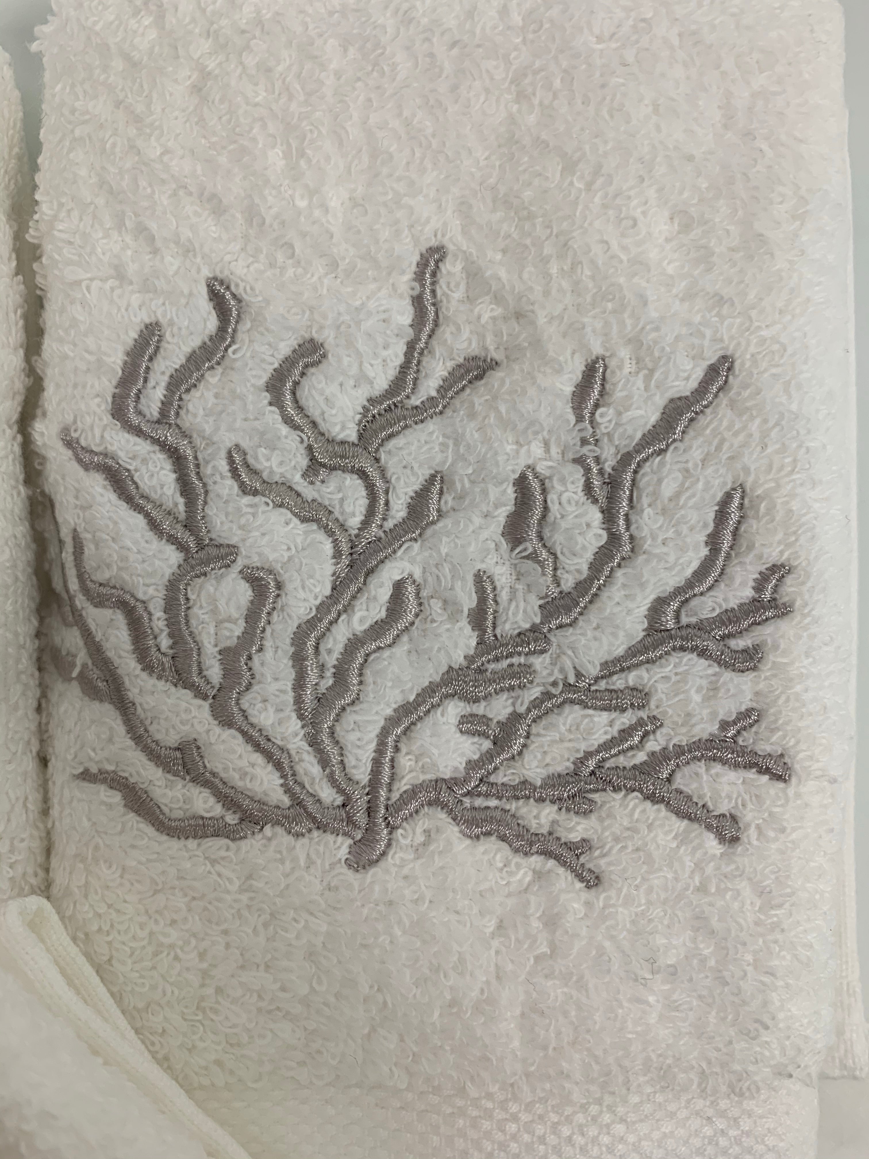 Trio de serviettes corail Gris perle