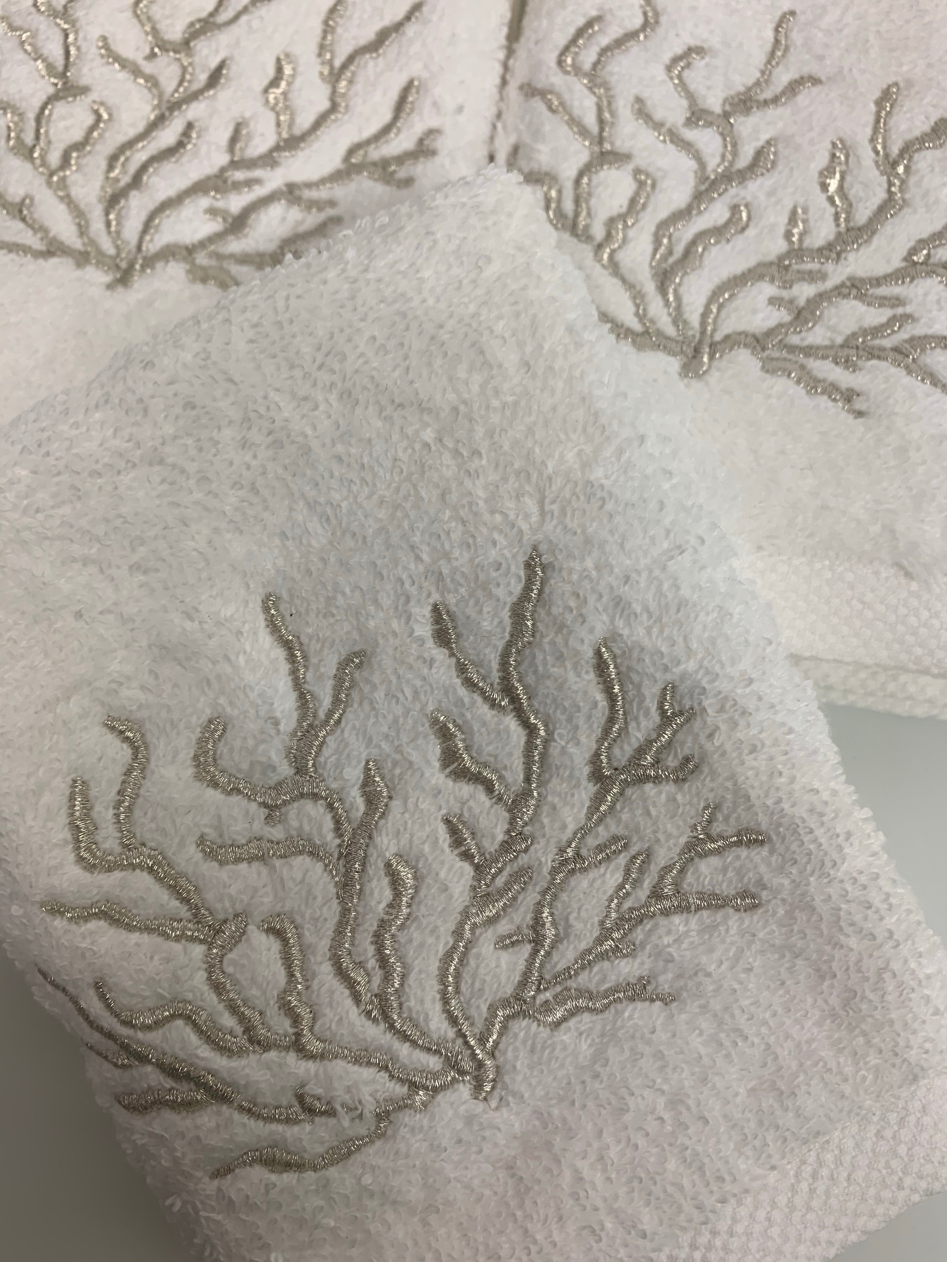 Trio de serviettes corail argent