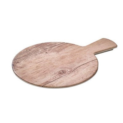 PLANCHE RONDE EN MÉLAMINE DÉCOR BOIS AVEC POIGNÉE